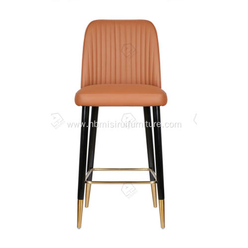 Orange faux leather bar stool